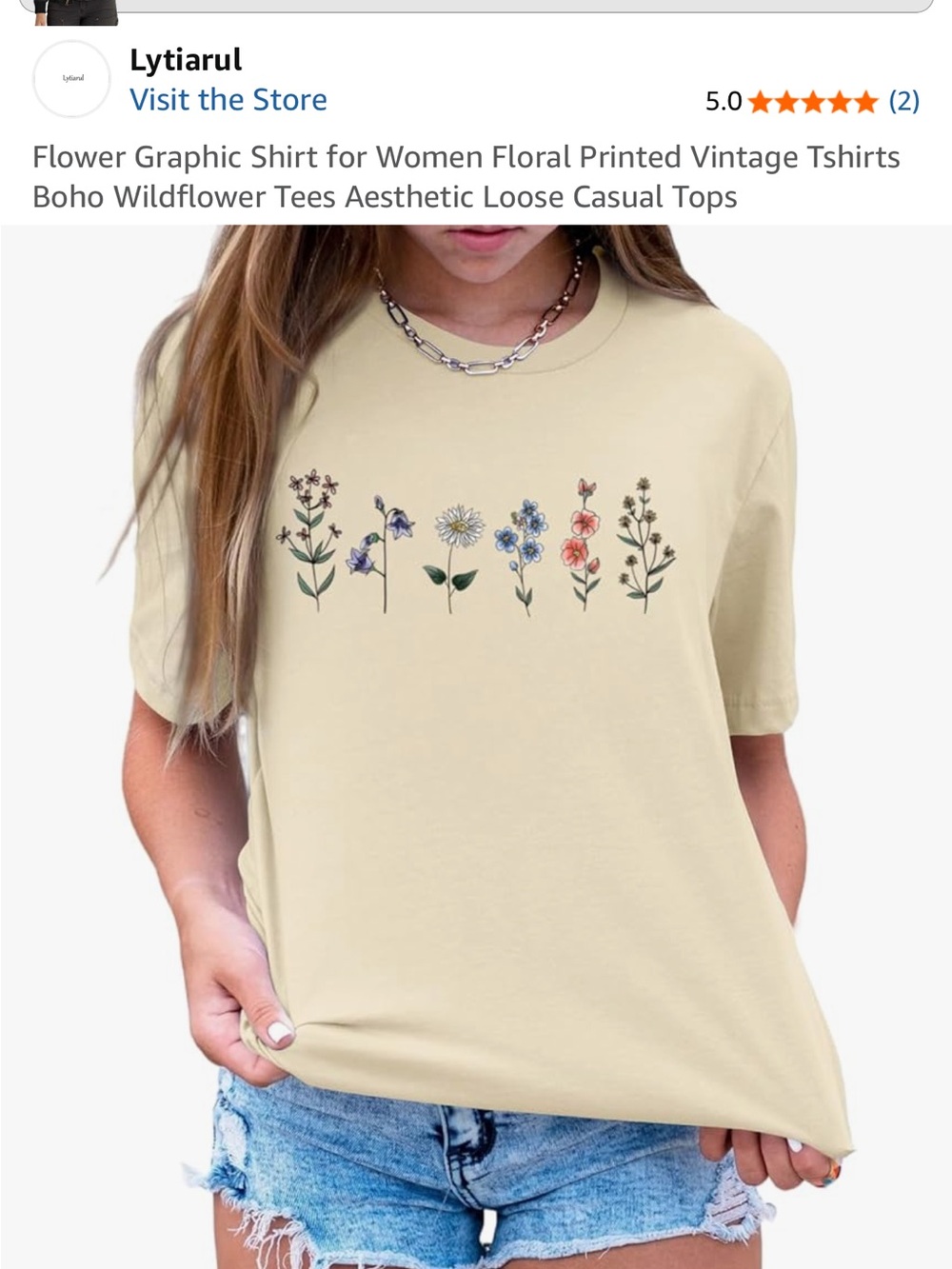 Women's Floral Graphic Short Sleeve Tee - Cream